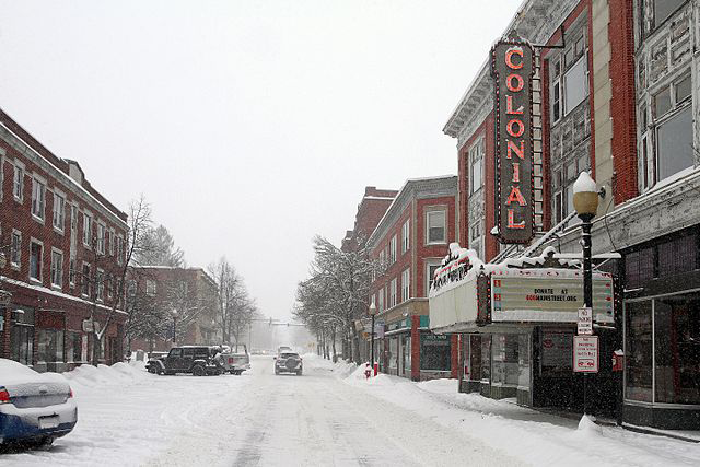 Laconia downtown in snow