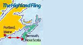 Cruise ship route; Portland ME to Nova Scotia